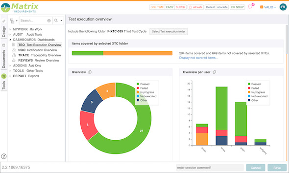 screenshot of Matrix Requirements